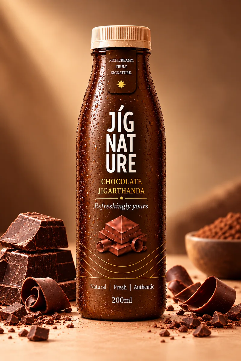 JiGNature Chocolate Jigarthanda 200 ml Ready-to-Drink bottle
