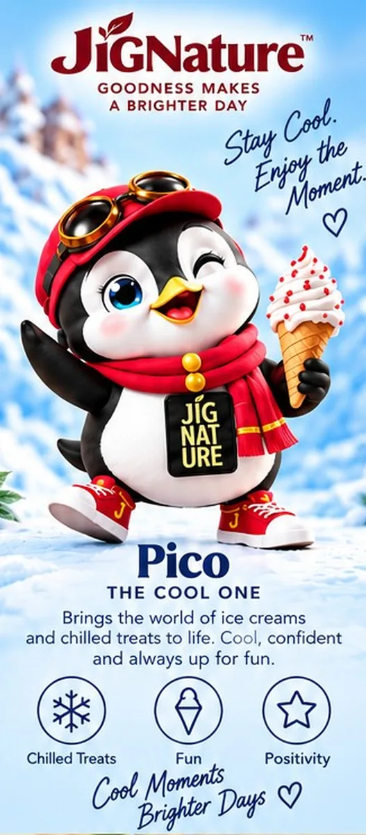 Pico, The Cool One — Brings the world of ice creams and chilled treats to life. Cool, confident and always up for fun.