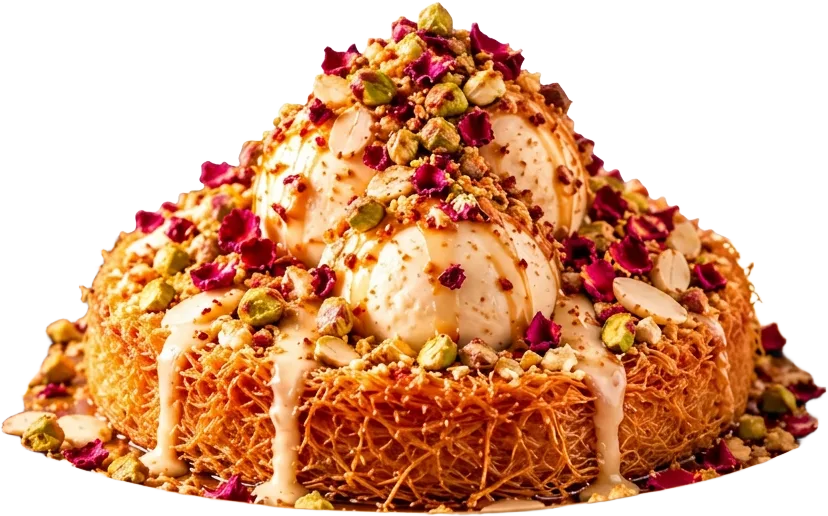 Thanda Lava Kunafa with pistachio and rose